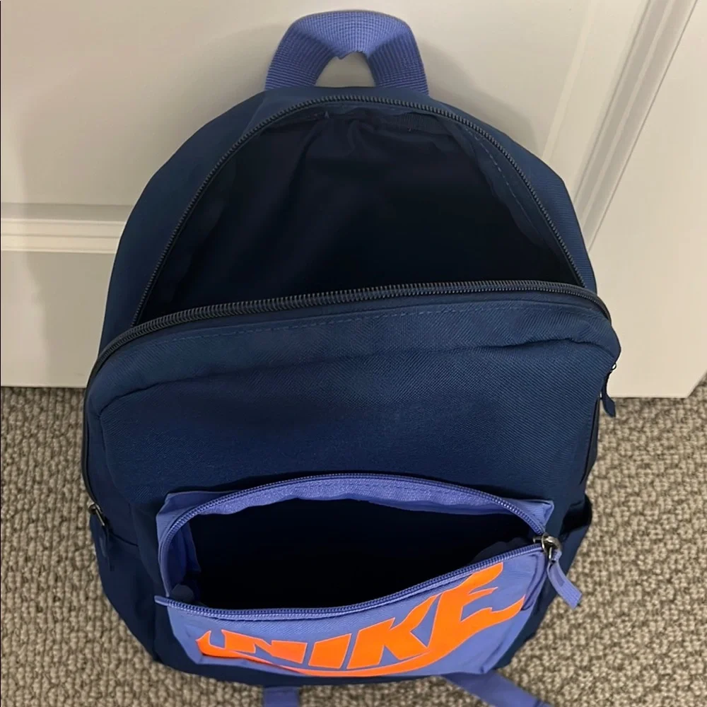 Perfect Mid-Sized Backpack Blue, Purple and Orange nike double zip